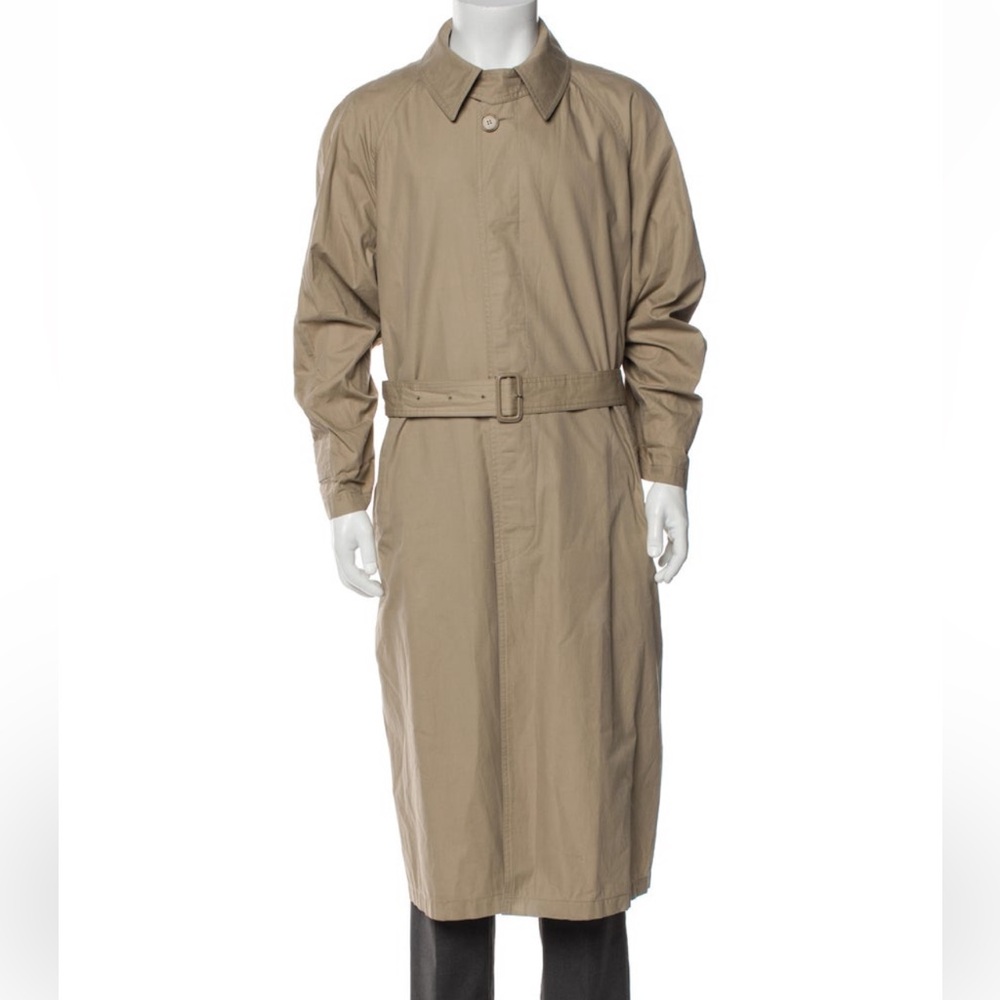 Paul Stuart Made in Italy Olive Green Khaki Trench Coat 56